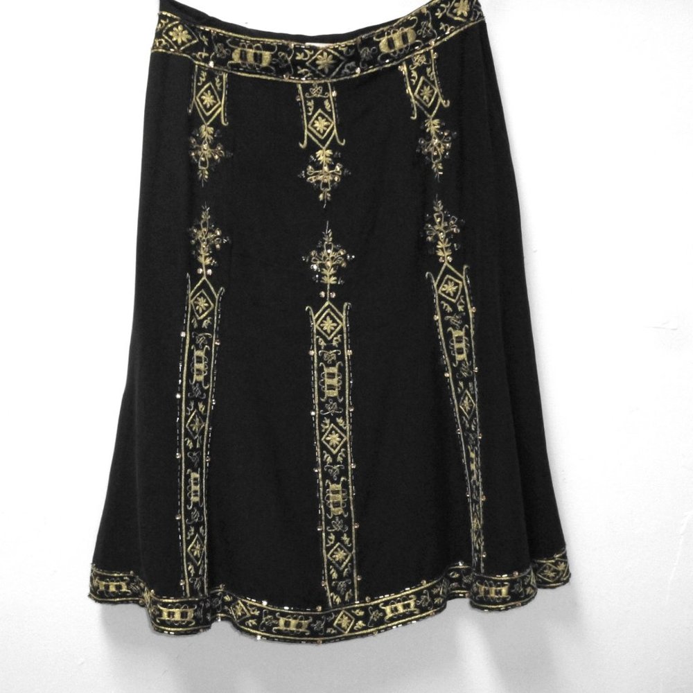 Silk Skirt with Fine Embroidery and Beaded Details